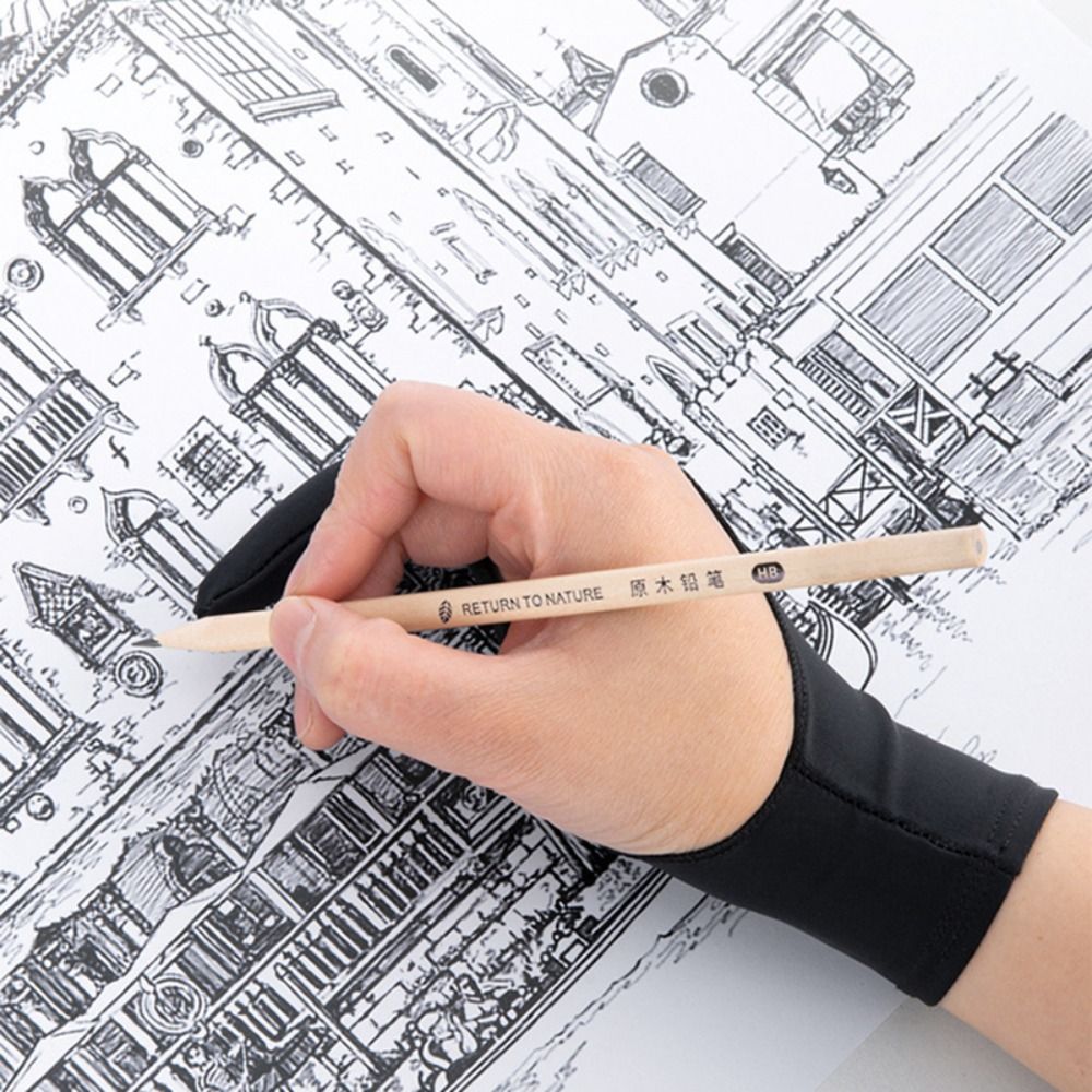 Drawing Glove Artist - ถุงมือวาดภาพแบบ 1/2 นิ้ว 1 ชิ้น ป้องกันรอยสัมผัส