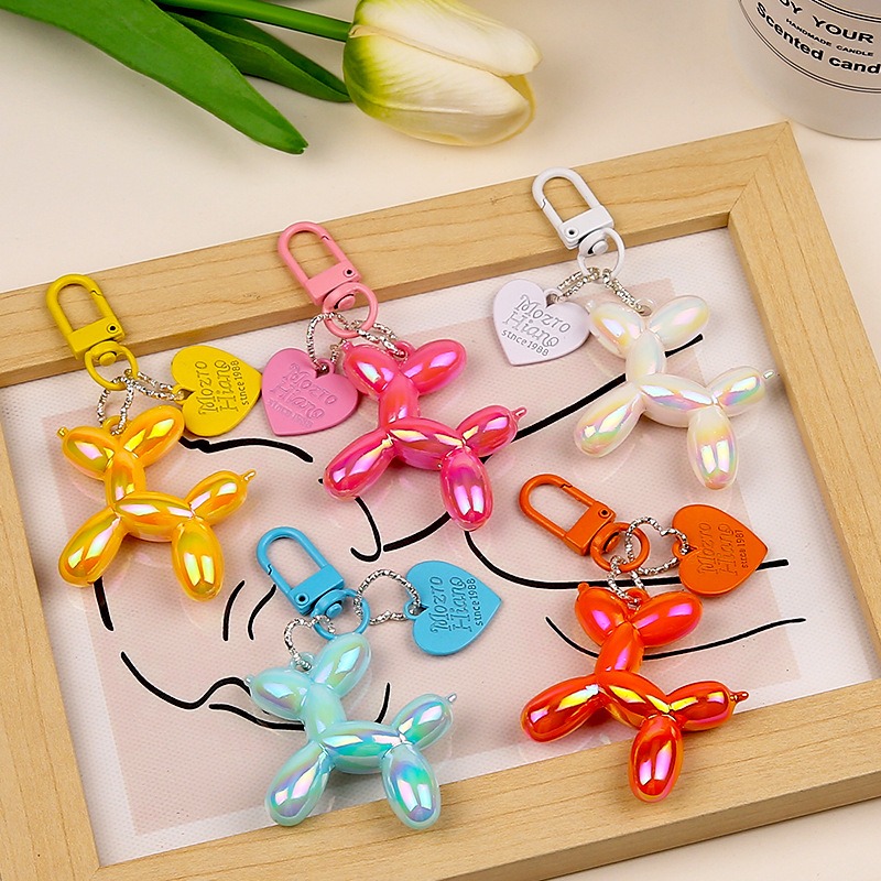 Tablet Cute Accessories - สายคล้องโทรศัพท์ลายการ์ตูนสุนัขบอลลูนสุดสร้างสรรค์ พวงกุญแจโลหะผสมรูปหัวใจ จี้ห้อยกระเป๋า เครื่องประดับ ฝาครอบหูฟัง